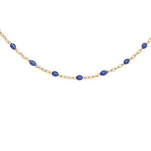 Collier en Argent et dorure jaune avec perles bleus fonc 40+5cm - Vue 1