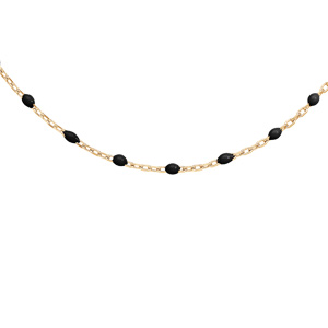 Collier en Argent et dorure jaune avec perles noires 40+5cm - Vue 1