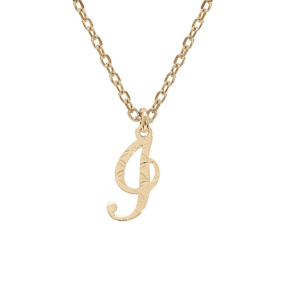 Collier en argent et dorure jaune cha�ne avec pendentif lettre anglaise I diamant� 40+4cm - Vue 1