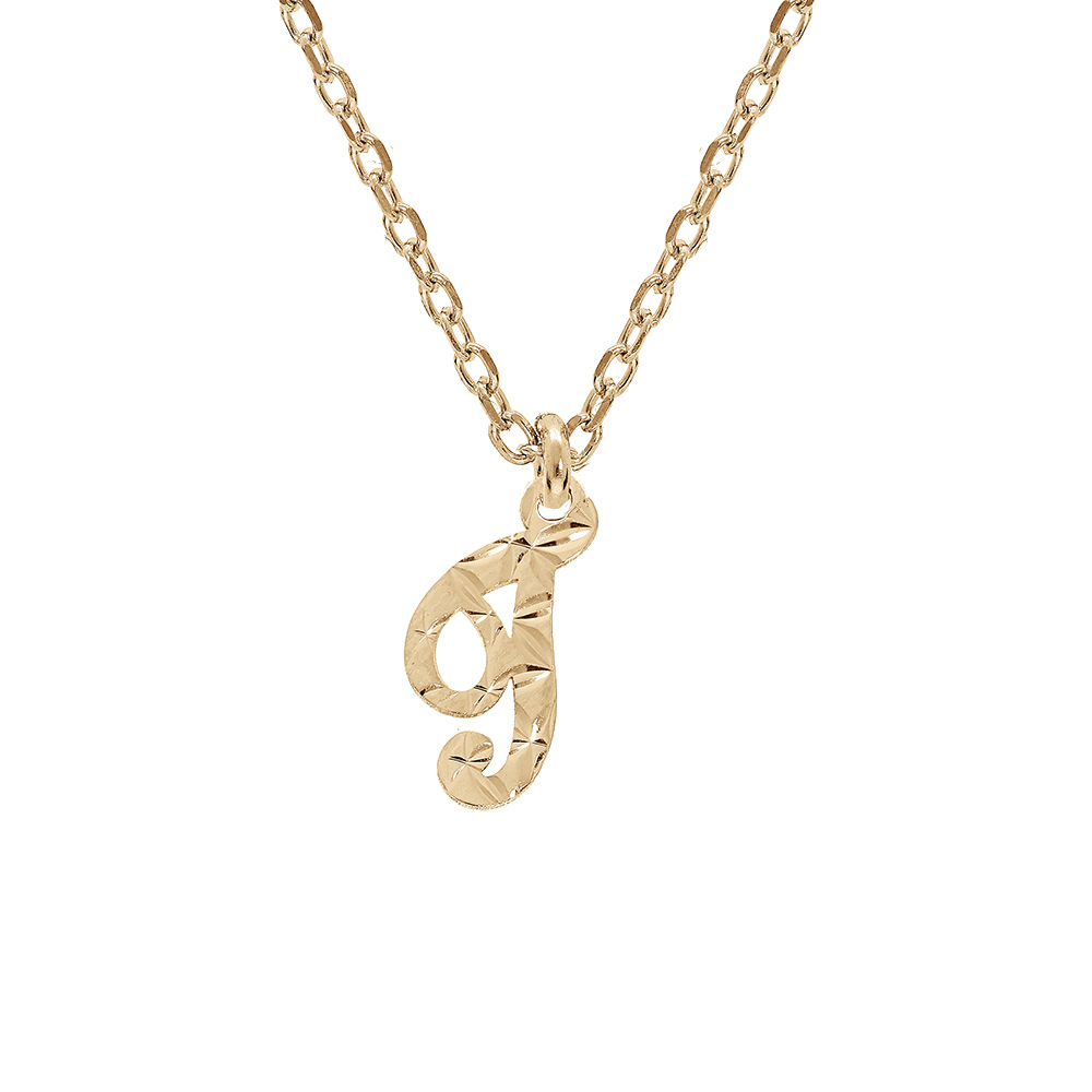 Collier en argent et dorure jaune cha�ne avec pendentif lettre anglaise T diamant� 40+4cm - Vue 1