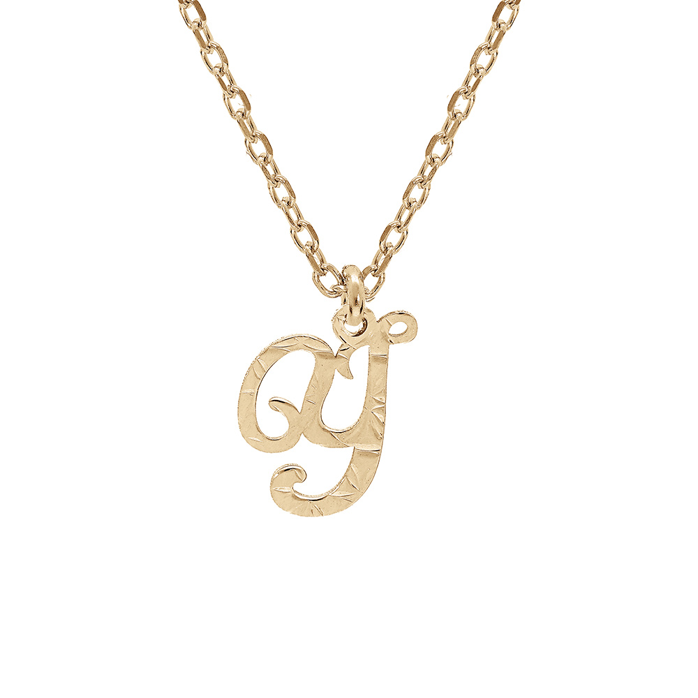 Collier en argent et dorure jaune cha�ne avec pendentif lettre anglaise Y diamant� 40+4cm - Vue 1