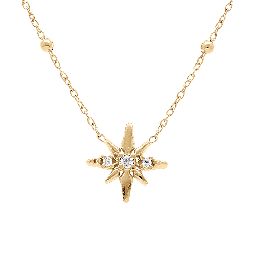 Collier en argent et dorure jaune cha�ne avec pendentif petite �toile Edelweis d\'oxydes blancs sertis 42+3cm Edelweiss - Vue 1