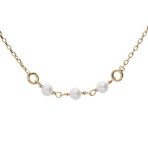 Collier en argent et dorure jaune chane avec perles blanches de synthse 42+3cm - Vue 1