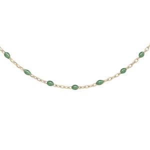 Collier en argent et dorure jaune chaîne avec perles vert fluo 40+5cm - Vue 1