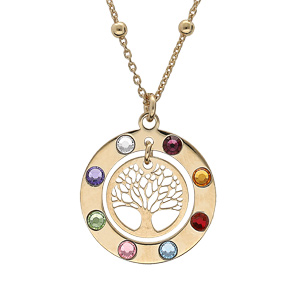 Collier en argent et dorure jaune pendentif arbre de vie oxydes multi couleurs 40+4cm - Vue 1