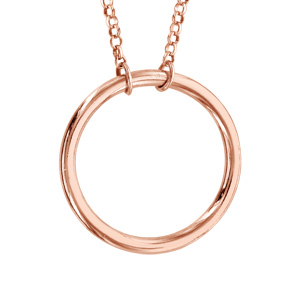 Collier en argent et dorure rose chaîne avec pendentif anneau longueur 43+5cm - Vue 1