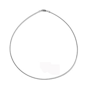 Collier en argent maille oméga ronde diamantée - largeur 1,9mm et longueur 40cm - Vue 1