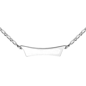 Collier en argent mailles 1+1 avec plaque en forme de trapze prnom  graver longueur 40cm - Vue 1