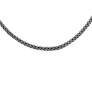 Collier en argent massif patin maille ronde palmier longueur 50cm - Vue 1