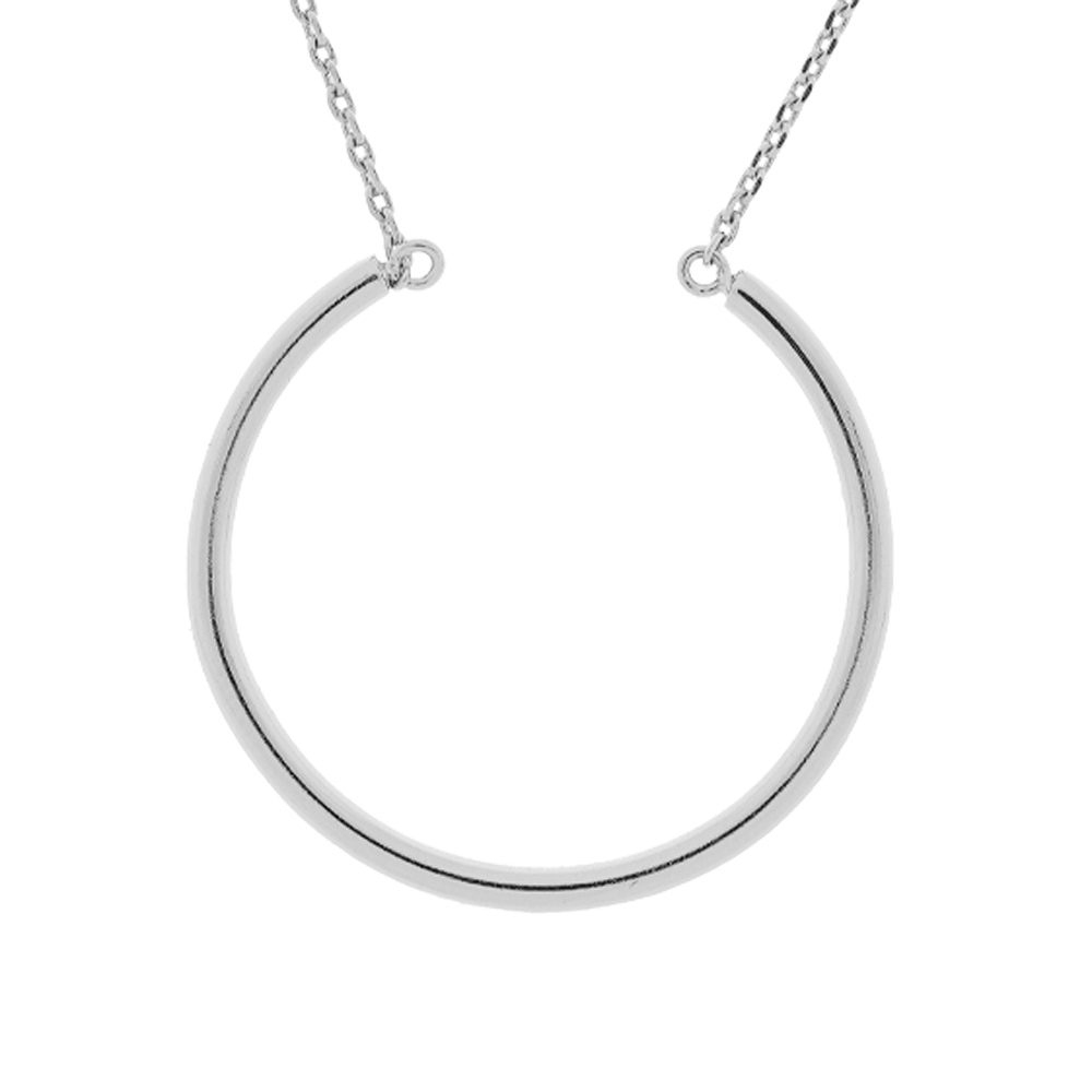Collier en argent massif rhodi� cercle charms 40+5cm - Vue 1