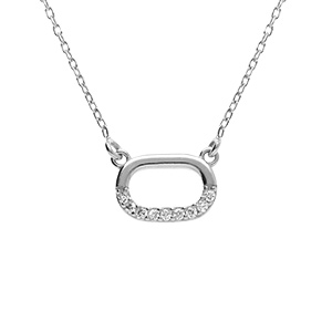 Collier en argent rhodi� avec oxydes blancs sertis - 40+5cm