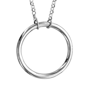 Collier en argent rhodié avec pendentif cercle longueur 43+5cm - Vue 1