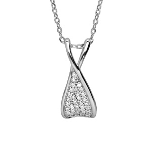 Collier en argent rhodi avec pendentif crois orn d\'oxydes blancs sertis longueur 43+2cm - Vue 1