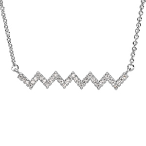 Collier en argent rhodié avec pendentif en forme zig zag oxydes blancs sertis longueur 40+4cm - Vue 1