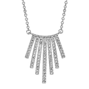 Collier en argent rhodi avec pendentif rayons de soleil orns d\'oxydes blancs sertis longueur 40+4cm - Vue 1