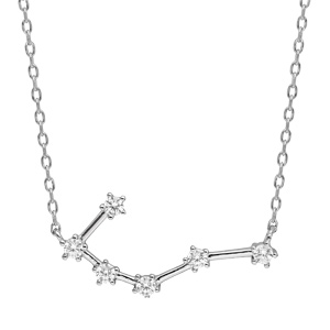 Collier en argent rhodi avec pendentif zodiaque constellation cancer oxydes blancs sertis longueur 42,5+2,5cm - Vue 1