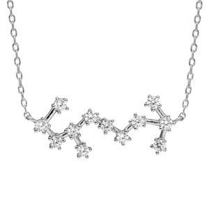 Collier en argent rhodi avec pendentif zodiaque constellation scorpion oxydes blancs sertis longueur 42,5+2,5cm - Vue 1