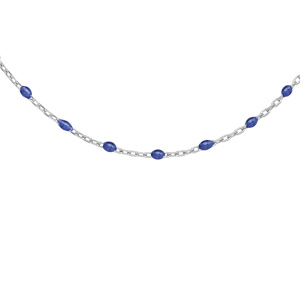 Collier en argent rhodi avec perles bleues fonc 40+5cm - Vue 1