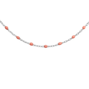 Collier en argent rhodi avec perles roses 40+5cm - Vue 1