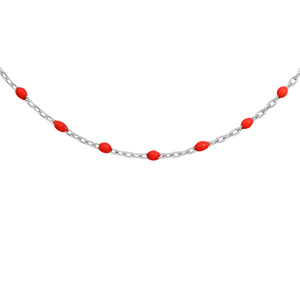 Collier en argent rhodi avec perles rouges 40+5cm - Vue 1