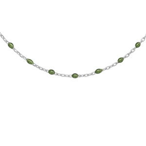 Collier en argent rhodi avec perles vertes 40+5cm - Vue 1
