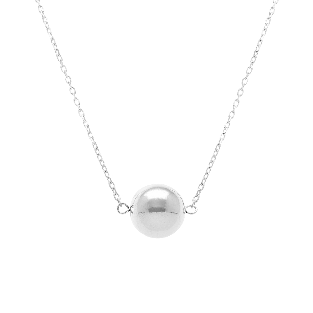 Collier en argent rhodi� boule 10mm - 41+3cm - Vue 1
