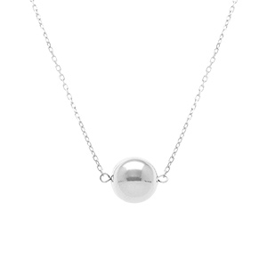 Collier en argent rhodi boule 10mm - 41+3cm