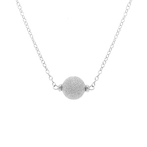 Collier en argent rhodi boule givre - 38+5cm - Vue 1
