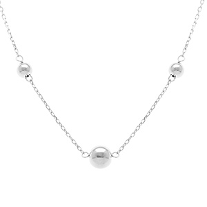 Collier en argent rhodi boules - 41+3cm