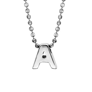 Collier en argent rhodié boules avec pendentif initiale \