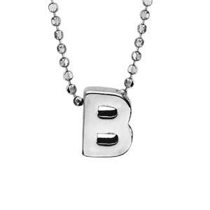Collier en argent rhodié boules avec pendentif initiale \