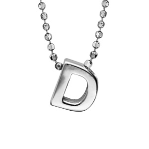 Collier en argent rhodié boules avec pendentif initiale \