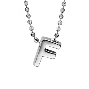 Collier en argent rhodié boules avec pendentif initiale \