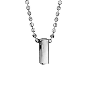 Collier en argent rhodié boules avec pendentif initiale \