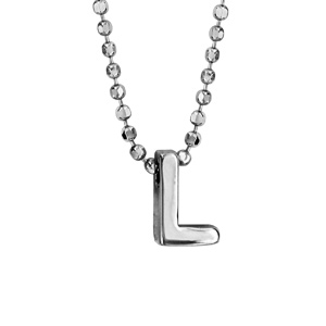 Collier en argent rhodié boules avec pendentif initiale \