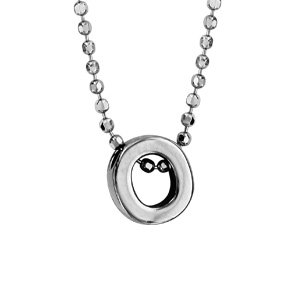 Collier en argent rhodié boules avec pendentif initiale \