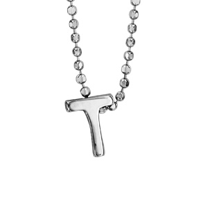 Collier en argent rhodié boules avec pendentif initiale \