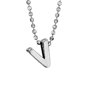 Collier en argent rhodié boules avec pendentif initiale \