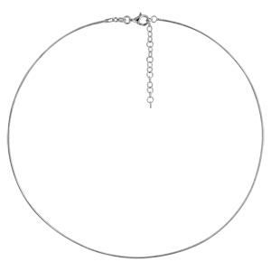 Collier en argent rhodié câble tressé - longueur 42cm + 5cm de rallonge - Vue 1