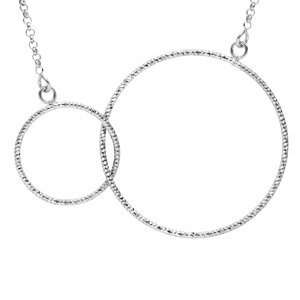 Collier en argent rhodié 2 cercles diamantés entrelacés 42+5cm - Vue 1