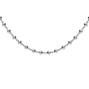 Collier en argent rhodi chane avec boules lisses 40+5cm - Vue 1