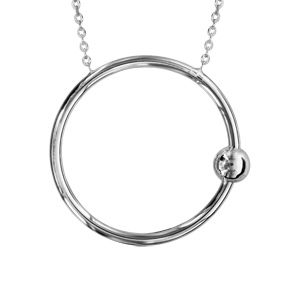 Collier en argent rhodi chane avec cercle vid et 1 boule - longueur 40+5cm - Vue 1