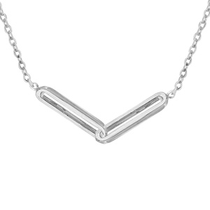 Collier en argent rhodi chane avec motif rectangulaire 40+5cm - Vue 1