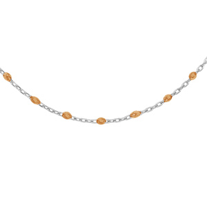 Collier en argent rhodi chane avec olives couleur orange transparent 40+5cm - Vue 1