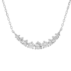 Collier en argent rhodi chane avec oxydes blancs sertis 42+3cm - Vue 1