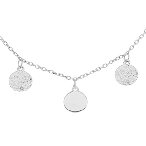 Collier en argent rhodi chane avec pastilles lisses et diamantes 40+4cm - Vue 1