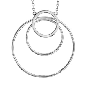 Collier en argent rhodi chane avec pendentif 3 anneaux - longueur 42cm + 3cm de rallonge - Vue 1