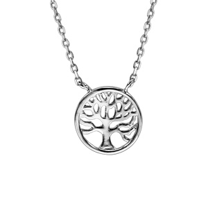 Collier en argent rhodi chane avec pendentif arbre de vie ajour dans 1 anneau 40cm + 2cm - Vue 1