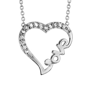 Collier en argent rhodi chane avec pendentif coeur vid dcoup \