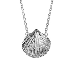 Collier en argent rhodié chaîne avec pendentif coquillage - longueur 42cm + 3cm de rallonge - Vue 1